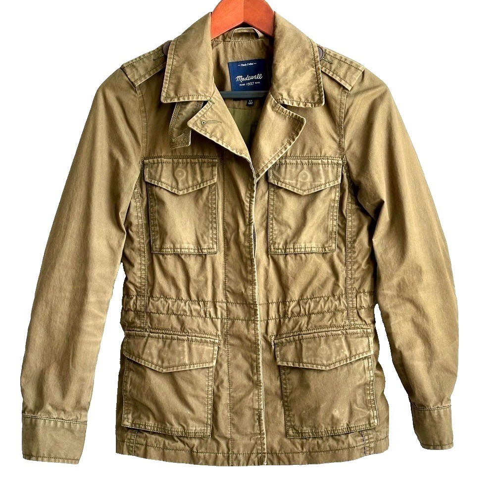 MADEWELL Field Utility Jacket Olive Green Cotton Cargo Button Front Women's XS